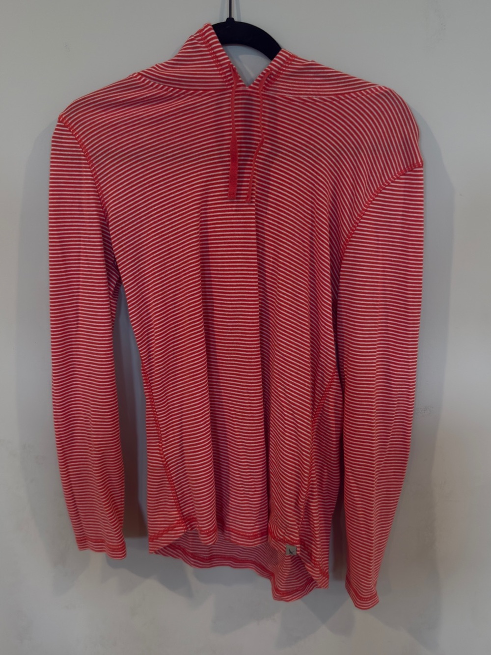 Eddie Bauer Red and White Striped Hooded Long-Sleeve Top - Women